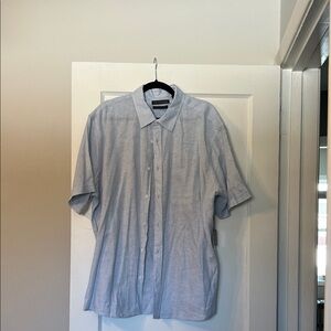 Calvin Klein Light Blue/Gray Linen  Casual Button Down Shirt
